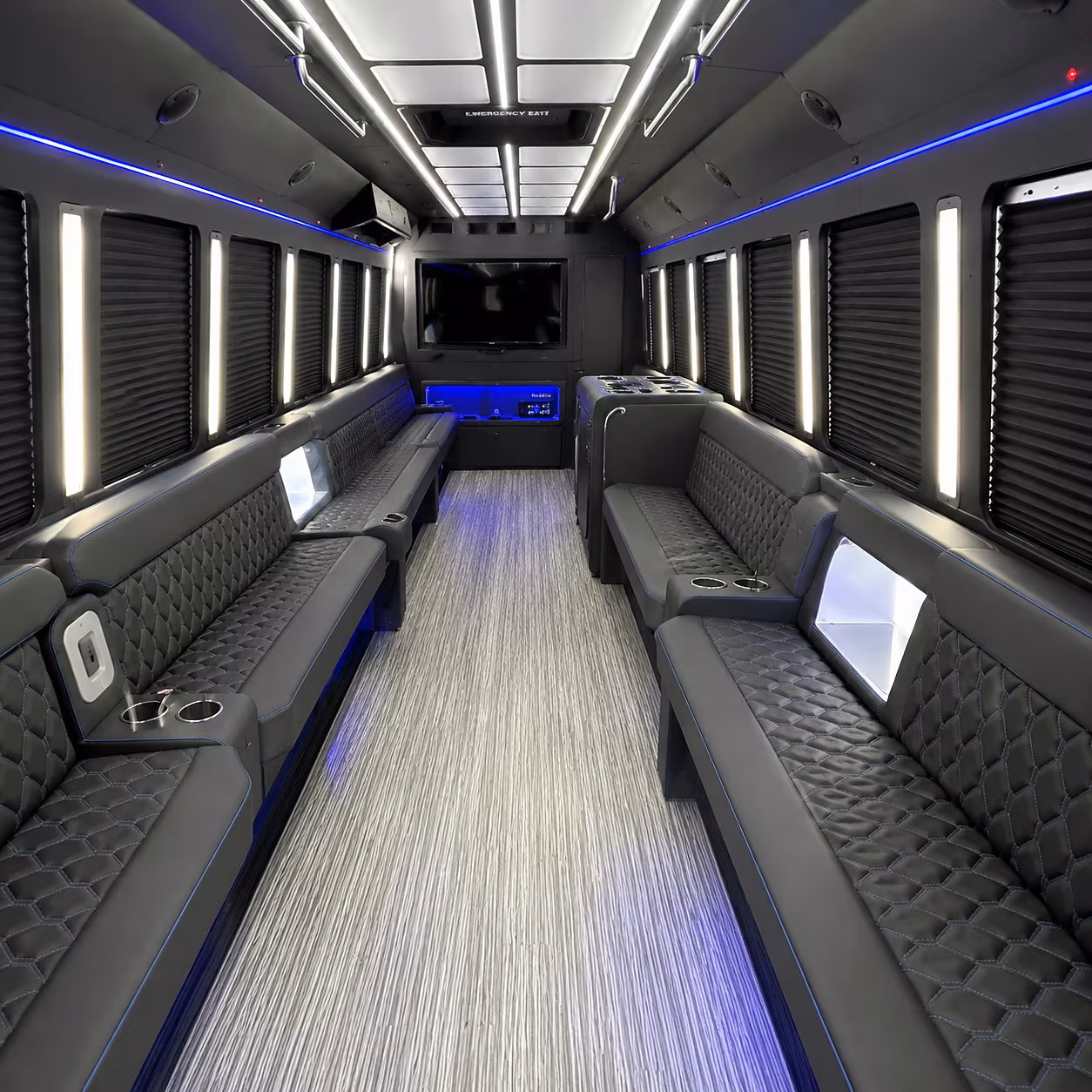 Cary Bachelor & Bachelorette Transportation party bus interior