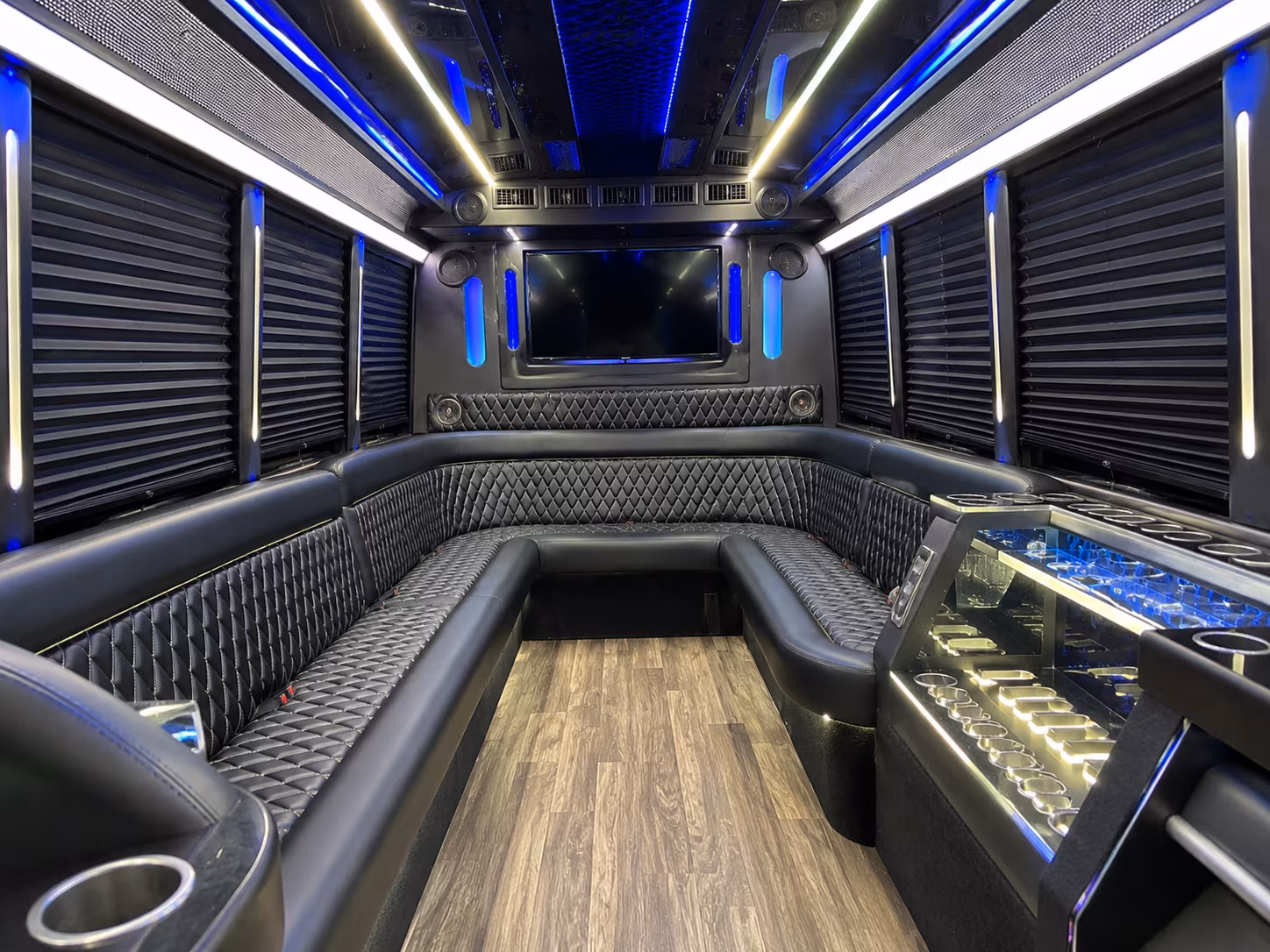 Cary Birthday, Sweet 16, & Quinceañera Transportation party bus interior