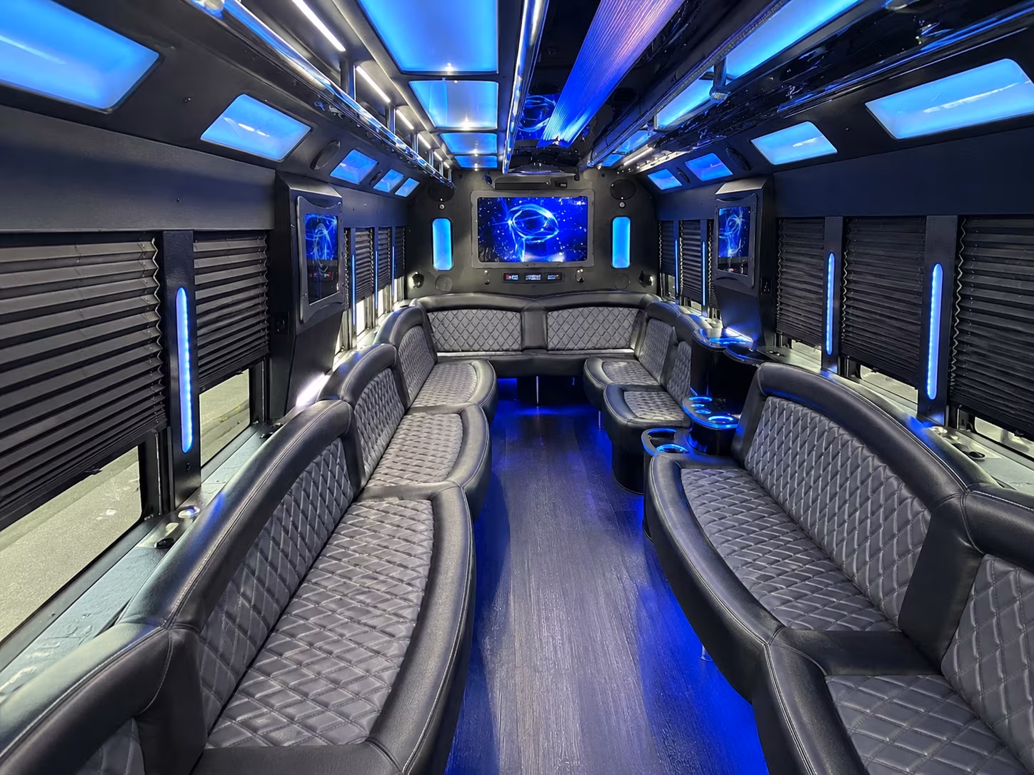 Cary Private Event Transportation party bus interior