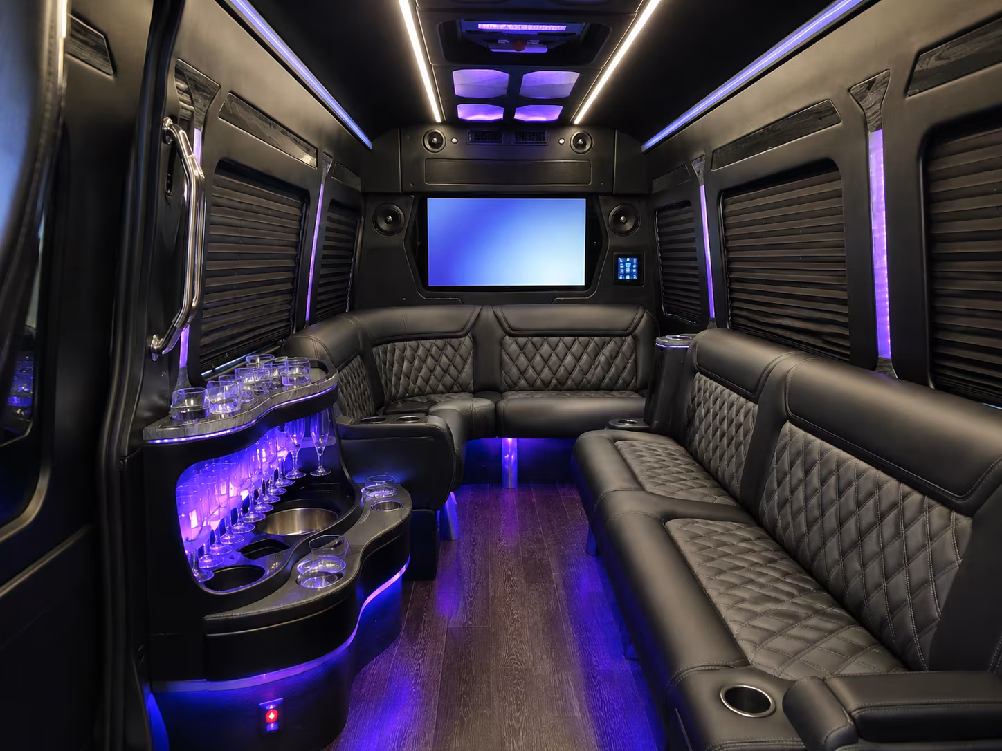 Cary School Event Transportation party bus interior