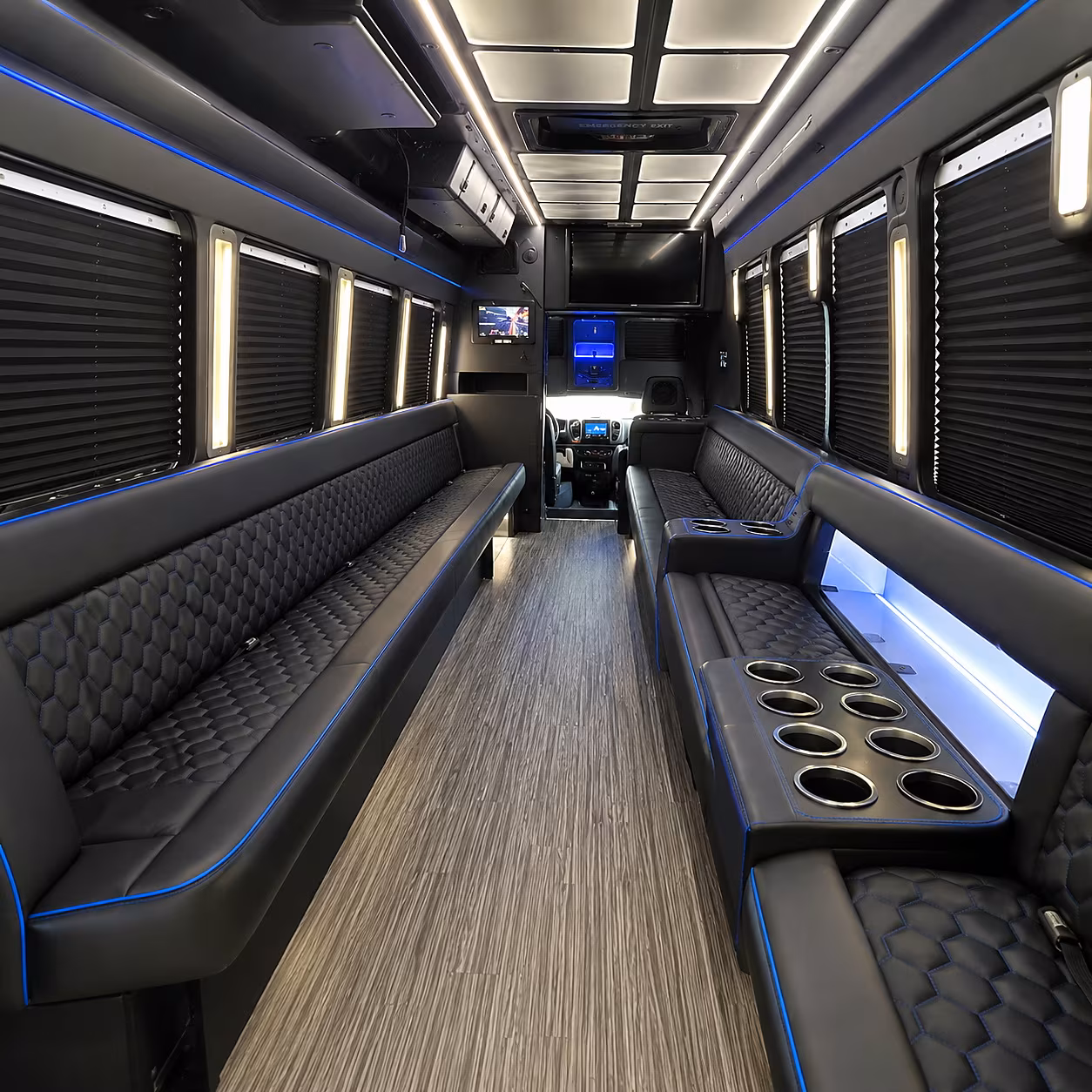 Cary Wedding Transportation party bus interior