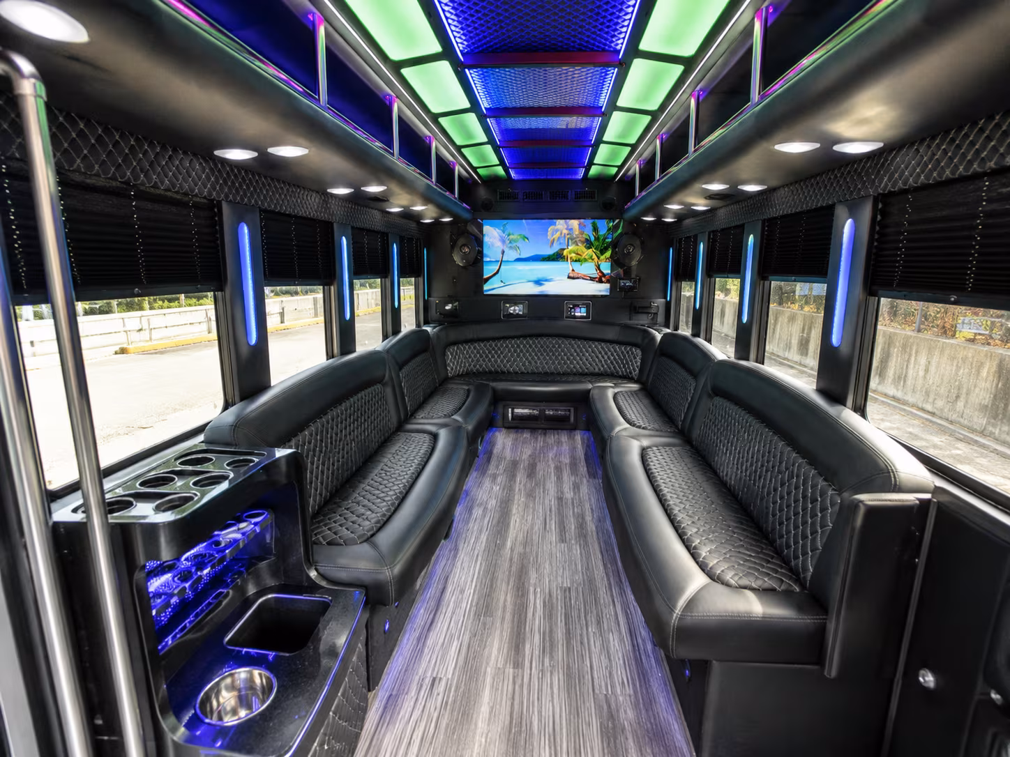 Cary Wedding Transportation party bus exterior