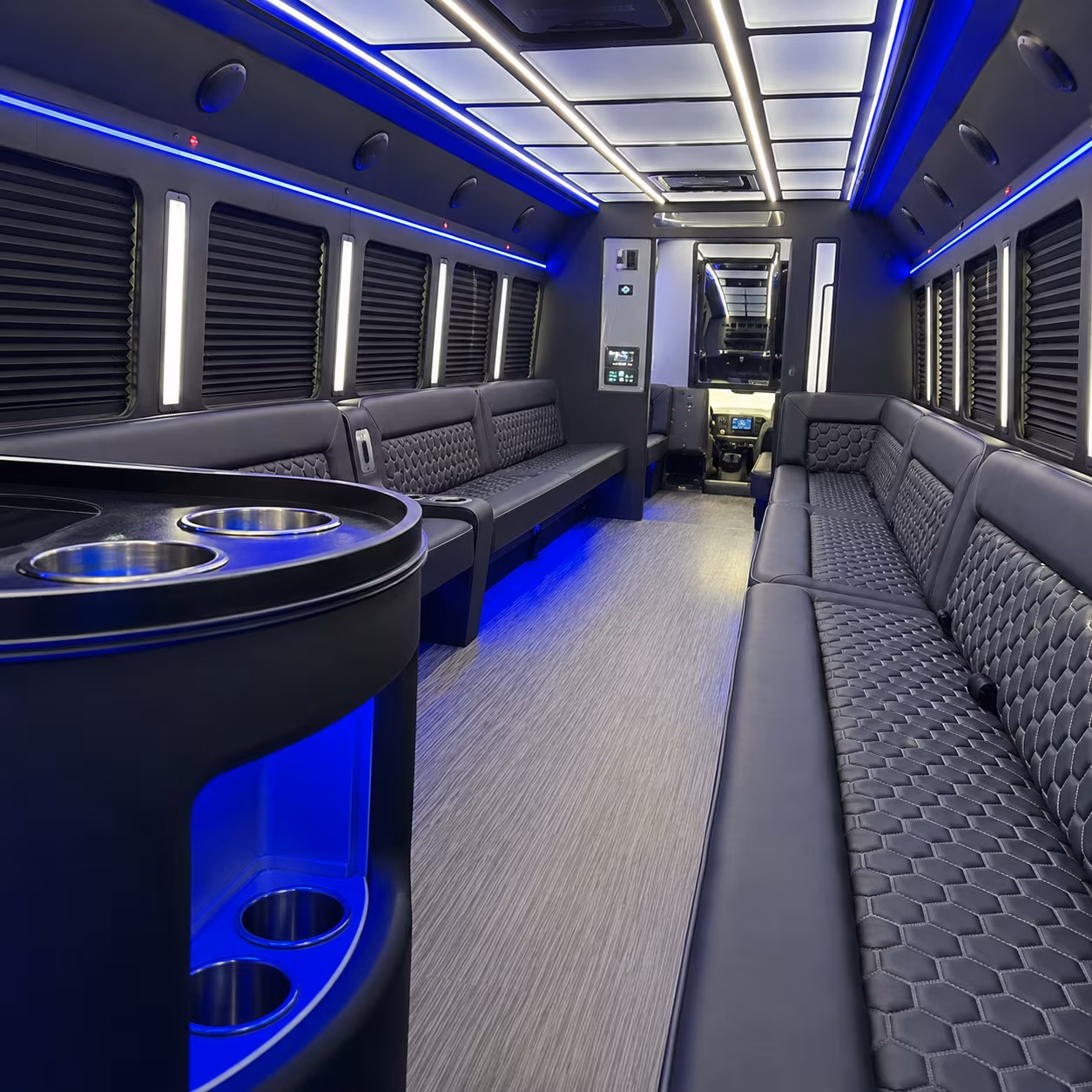 Cary Wedding Transportation party bus interior