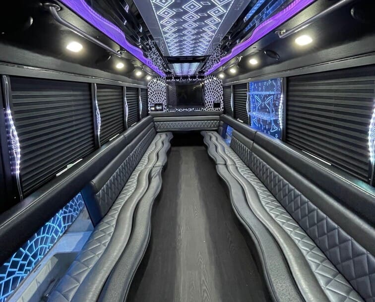 High Point 30 Passenger Party Bus White Interior